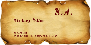 Mirkay Ádám névjegykártya